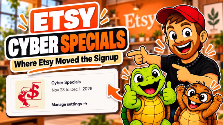 Etsy Cyber Specials 2026 article showing where Etsy moved the signup in Shop Manager
