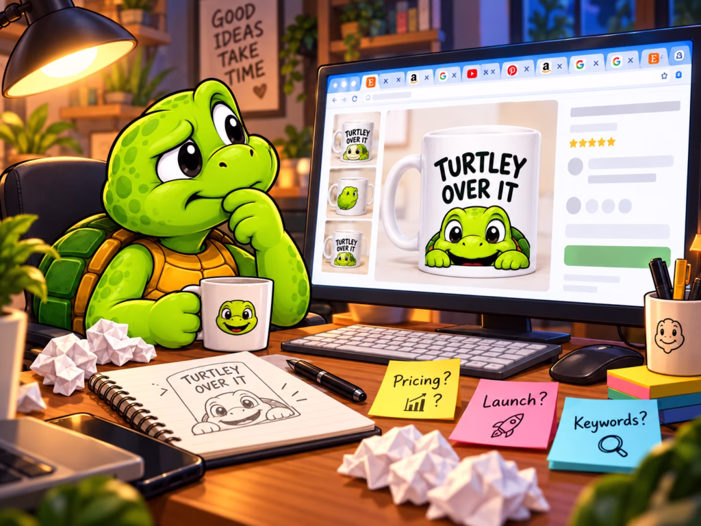 Sheldon researching everything he can but not listing his product