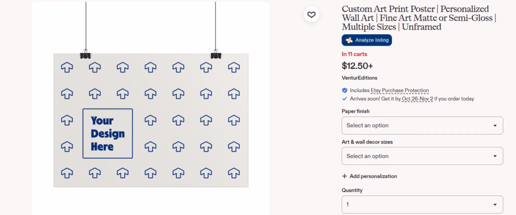 Is this Ventur Editions Poster example excluded from the Etsy AI Policy 2026 release?