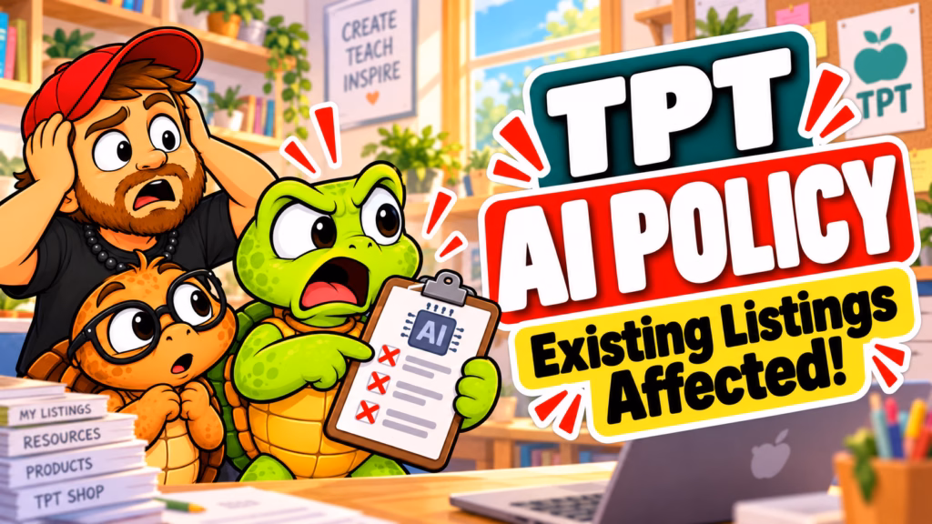 Mike, Sheldon, and Tater Tot react to the new TPT AI policy for 2026, which affects existing Teachers Pay Teachers listings.